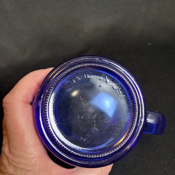 Vintage Cobalt Blue Glass Coffee Mug Boeing Made In USA 4” Width - Picture 6 of 6